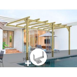 Pergola Adoss&eacute;e En Bois Massif Orl&eacute;ans 600 X 300 Cm + 3 Supports Sur&eacute;lev&eacute;s - Maderland - Neuf