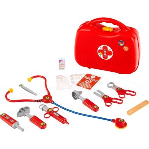 4383 Mallette m&eacute;decin | Avec 14 accessoires dont st&eacute;thoscope, thermom&egrave;tre, seringue | Et une poign&eacute;e pratique. Dimensions: 28 cm x 9,5 cm x 22 cm | Jouet pour enfants &agrave; partir de 3 ans - Neuf