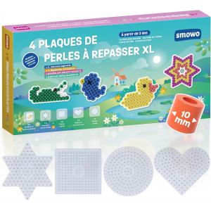 JEXNOVASHOP-Plaques de Perles &agrave; Repasser 10 mm - Lot de 4 &agrave; Embo&icirc;ter Avec Mod&egrave;les - Ronde, &Eacute;toile, Carr&eacute;, C?ur - Pour Enfants D&egrave;s 3 Ans - Neuf