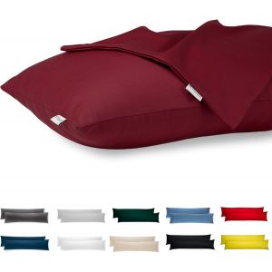 Trahoo-Taie D'oreiller 40x145 Coton Satin Premium Lot De 2 Housse Coussin Pour Coussins Canap&eacute;/Lit Tissu Super Doux Resistant Et Lavable Hypoallerg&eacute;nique Anti-Acariens Avec Fermeture &Eacute;clair Invisible - Neuf