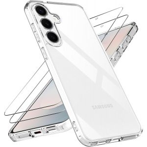 Clair Coque Pour Samsung Galaxy S25 Fe Avec 2 Verre Tremp&eacute;, Anti-Rayures Dur Dos Pc Et Antichoc Bumper Tpu Etui De Protection Samsung S25Fe Anti-Jaunissement Ultra Mince Transparent Housse - Neuf