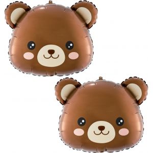 MEVRONISSHOP-Lot de 2 Ballons &agrave; T&ecirc;te d'Ours Marron, D&eacute;corations d'Anniversaire d'Ours en Aluminium - Neuf