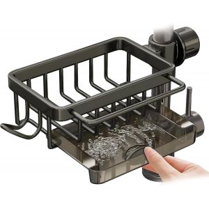 Eryi-Organiseur De Robinet D'évier De Cuisine Avec Plateau De Vidange Et Porte-Serviettes, Porte-Éponge Antirouille Pour Évier De Cuisine, Support D'évier Pour Gommage, Gommage, Savon, Pour Tuyau - Neuf
