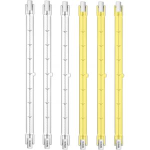 Kal-Pack De 6 Ampoules À Halogène 1000w R7s 189mm, Projecteur À Halogène Linéaire R7s Blanc Chaud 2700k 12000lm 230v J189 Ampoule De Sécurité Double Extrémité 189mm Longueur, Dimmable - Neuf