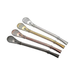 5pcs cuillère filtrante en paille en acier inoxydable,passoire à thé en vrac,paille à thé pour boire du café,cocktail,avec 5 brosses de nettoyage (cy) - Neuf