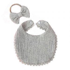 2 Pcs B&eacute;b&eacute; Fille &Eacute;lastique Arc Bandeau Salive Serviette Set Princesse Bowknot Bande De Cheveux - Neuf