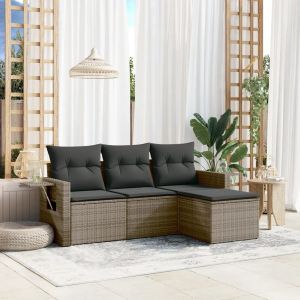 Prolenta Premium - Salon De Jardin 4 Pcs Avec Coussins Gris R&eacute;sine Tress&eacute;e - Neuf