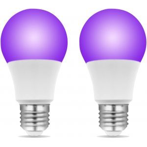 Kalanka-Ampoule Lumi&egrave;re Noire E27 Led 9w, Uva 385-400nm, Lumiere Noire Soiree Fluo, Ac 85-265v, Lumi&egrave;re Pour Fete Fluorescente Soir&eacute;es Halloween Party, Lot De 2 - Neuf