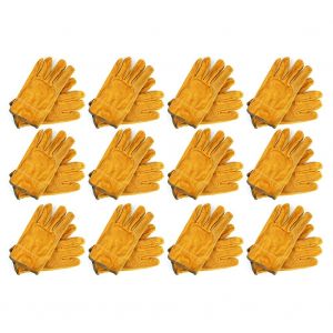 Lot de 12 paires de gants de soudage electrique courts en cuir de vachette resistants a l'usure et au feu - Neuf