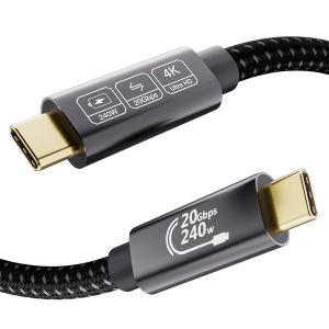 Câble USB C 2m,USB C 3.2 240W PD3.1,Transfert Données 20Gbps Cable USB C vers USB C Video 4K@144Hz 5K@60Hz pour Thunderbolt 3/4,iPhone16,iPhone15,Switch,VR, MacBook,Display USB C,SSD - Neuf