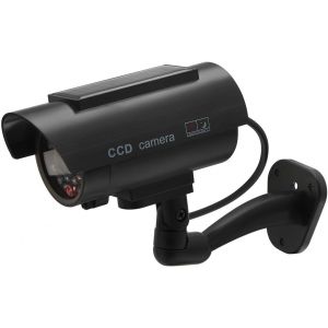 ChenQuanSarl-Système D'Alarme Pour Maison Factice - Noir - Caméra De Surveillance Extérieure - Fausse Caméra - Avec Capteur De Lumière Clignotante Rouge Réaliste Et Autocollant D'Avertissement - Neuf