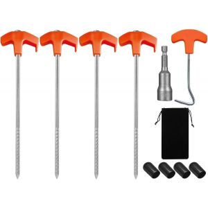 Eryi-Piquet De Tente A Visser, Piquets De Tente En Acier, Piquet De Camping, Piquets De Sol Pour Le Camping Et L'extérieur, Ancrages Au Sol À Visser Accessoires Pour Tente, Pour Auvents De Camping, J - Neuf