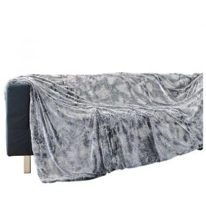 Plaid A Poil Doux 180 X 220 Cm Antartic Gris - Neuf