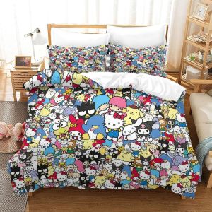 Housse De Couette Hello Kitty Impression D Pink Parure De Lit En Microfibre Hypoallergique Housses De Couettes Avec &iquest;&iquest;Clair Pour Garcon Enfant Fille Ad - Neuf