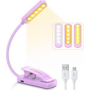 Kalanka-Lampe De Lecture,10 Leds Liseuse Lampe Clip Usb Rechargeable, 360&deg;Cou Flexible, 3 Couleur & 100%-10% &Agrave; Intensit&eacute; Variable, Mini Veilleuse Pour Lire Au Lit,Enfant,Kindle,Voyage,Camping - Neuf
