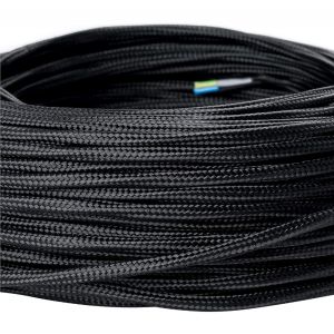 Câble d¿alimentation textile-gaine extérieure en plastique-5 m-3 fils-3 x 0,75 mm²-Avec conducteur de terre-Accessoire de lampe (5 m,noir) - Neuf