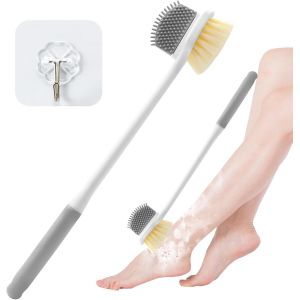 Brosse de lavage pour les pieds,35 cm,avec long manche,avec 1 crochet autocollant,pour personnes âgées - Neuf