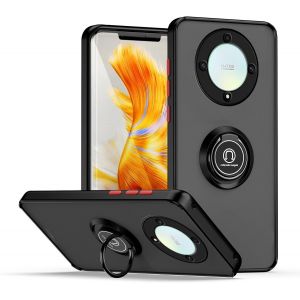 Kal-Coque Pour Honor Magic 5 Lite 5g (Magic5 Lite) / X9a Avec Rotatif Bague Anneau Support, Etui Translucide Hybride Robuste, Silicone Tpu + Pc Double Couche Housse. Noir Rouge - Neuf