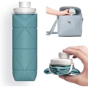 Bouteille D'eau Pliable En Silicone Anti-Fuite - Sans Bpa, Réutilisable, Portable, 590 Ml, Idéale Pour Les Voyages Et Les Activités De Plein Air - Neuf