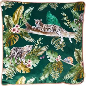 Ksfal-Housse De Coussin Léopard De La Jungle,Polyester Velours,Vert,43x43 Cm - Neuf