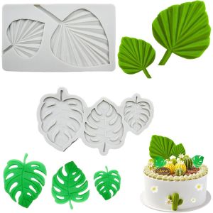 Kalanka-2 Pi&egrave;ces 3d Feuille Tropicales Moules Feuille En Silicone Feuille Fondant Moule Feuilles De G&acirc;teau De Silicone Pour Bricolage Chocolat, Gel&eacute;e, G&acirc;teau, Mariage, D&eacute;coration De La Maison (Gris)-Kalanka - Neuf