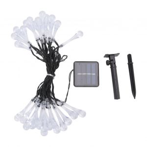 Hjlian Guirlande Lumineuse Solaire En Forme De Goutte D'eau, 6,4 M, 30 Led, Etanche, Economie D'energie, Pour Cour Exterieure, Blanc - Neuf