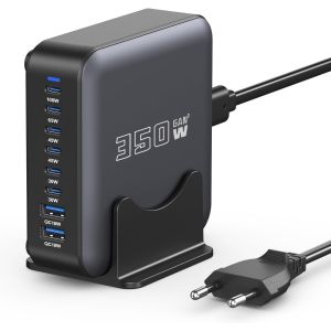 Chargeur Usb C, 350W Type C Adaptateur Secteur Chargeur, 8-Port Prise Multiple, Pd 100W Chargeur Rapide Avec Gan Iii Tech, Compatible Avec Iphone/Samsung/Google/Laptop/Macbook Pro/Macbook Air. - Neuf