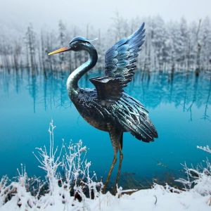 Mevronisshop-Statue De Jardin En Forme De Grue En M&eacute;tal, D&eacute;coration Ext&eacute;rieure, Art De La Cour, Leurre Pour Jardin, &Eacute;tang, Terrasse, Porche, Pelouse - Neuf