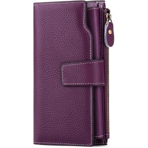 TZF-Sendefn Portefeuille en cuir v&eacute;ritable pour femme - Grande capacit&eacute;, fuchsia - Neuf