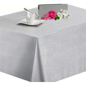 SJZG-Toile Cir&eacute;e Rectangulaire 200X140Cm, Gris Argent&eacute;, Nappe Plastique En Pvc &Eacute;pais Essuyable, Facile &Agrave; Nettoyer, Imperm&eacute;able En Vinyle Jardin Nappe Toile Ciree, Avec Motif Moderne &Eacute;l&eacute;gant - Neuf