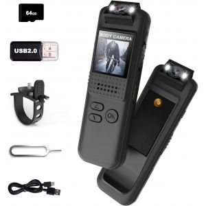 SUBZONAL-Camera Sport, 1080P FHD Camera Moto avec Carte TF de 64 Go, Cam&eacute;ra Pieton avec Objectif Rotatif 180&deg;, Vid&eacute;o & Photo, Vision Nocturne Couleur, Mini Action Cam Portable pour Voyage/V&eacute;lo/Sports - Neuf