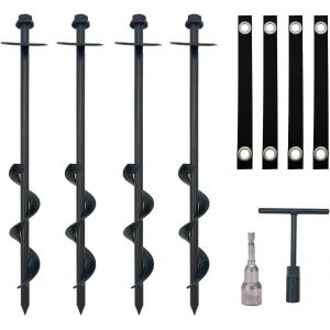 Yemaesre-Ancrage Au Sol, Piquet Ancrage, Ancrage , Kit Ancrage Trampoline, Ancrage Portique, Piquet De Tente, Vis De Terre, Avec Forets Et Sangles, Matériau En Acier Laminé À Froid Solide, Lot De 4 - Neuf