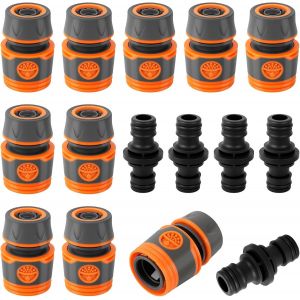 ASFASFq-Raccords de Tuyau D'arrosage, 15 Pièces Embout Tuyau Arrosage avec Accessoires de Raccord, Connecteur Rapide de Tuyau D'arrosage 1/2 Pouce Raccord Tuyau Arrosage pour Famille Jardin - Neuf