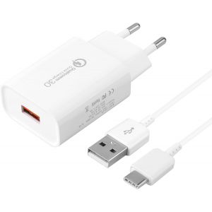 Chargeur Usb, Chargeur Rapide Adaptateur Secteur Avec 1,5m Câble Usb C Compatible Avec Samsung Galaxy S21,S20 Fe,S10e, S10,S9,S8 Plus, A13 A54 A53 A50 A71 A32 A42 A33, Z Flip3,Z Fold3,M53 5g, Huawei - Neuf