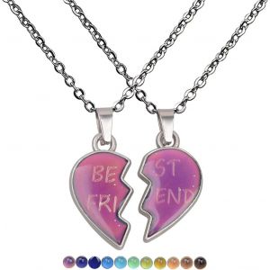 2 Pi&egrave;ces Bff Femme Fille Collier Femme Coeur Amiti&eacute; Cha&icirc;ne Pour Diff&eacute;rents Changements De Couleur &Agrave; Diff&eacute;rentes Temp&eacute;ratures Cha&icirc;ne - Neuf