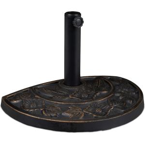 Ulteronixshop-Pieds De Parasol Demi-Rond, R&eacute;sistant Aux Intemp&eacute;ries, Lourd, Jardin, Terrasse, Barre 38mm,50 X 32 Cm, Marron - Neuf