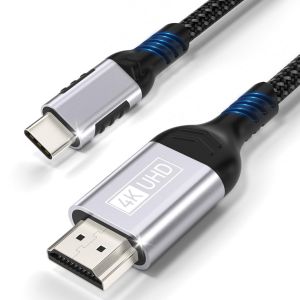 VornixorSarlshop-C&acirc;ble USB C vers HDMI 4K 1.8M,Cable USB C vers HDMI UHD Adaptateur Thunderbolt 3/4 Compatible avec iPhone 17 16 Pro Max/15 Pro,MacBook Pro/Air,iMac,iPad Pro/Air,Samsung Galaxy S24/S - Neuf