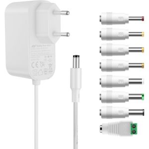 KALANKA-Tonton Adaptateur AC 12V 2A Alimentation AC220V vers DC12V 500mA 1000mA 1500mA 2000mA Pilote de Puissance 5,5mm avec 8 adaptateurs de Prise DC Adaptateur AC-DC (DC12V 2A) Blanc - Neuf
