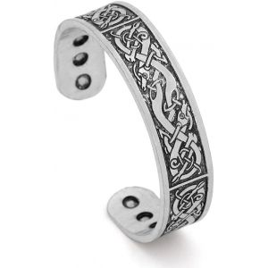 Eryi-Bracelet Viking Tête De Loup Pour Homme - Bague De Bras Nordique En Acier Inoxydable - Bijoux Nordiques - Amulette De Motard - Bracelets De Loup D'odin - Neuf