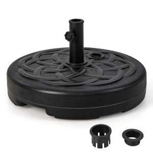 Pied De Parasol Lourd Avec R&eacute;servoir Rechargeble 56 X 30 Cm R&eacute;sistance Au Vent Style D&eacute;coratif En Hdpe Noir Helloshop26 20_0019226 - Neuf