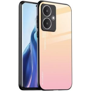 KAL-Coque Adapté Pour Redmi 13C 5G / Redmi 13R 5G (6.74"" Inches), Coque Arrière En Verre Dégradé Anti-Chute Et Anti-Rayures Étui De Téléphone Portable - Jaune Rose - Neuf