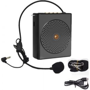 KALANKA-Amplificateur vocal portable pour enseignants, 10 W, microphone rechargeable pour enseignants, petit amplificateur de haut-parleur avec affichage numérique et microphone filaire (noir) - Neuf