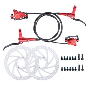 (Rouge) Vtt Hydraulique De Frein, Freins &Agrave; Disque Hydrauliques, Des V&eacute;los, Frein &Agrave; Disque Kit, Avec 160mm Rotor, Devant 80 Cm, Arri&egrave;re: 140 Cm, Alliage D'aluminium Vtt V&eacute;lo De L'huile De Frein - Neuf
