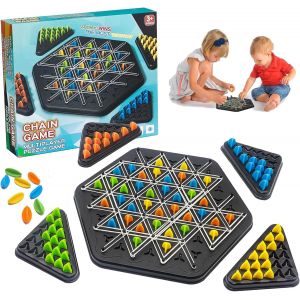 Chenquansarl-Triggle Bandes Élastiques - Triangle De Plateau De Bureau, Jeu De Société Triangulaire Pour 2 À 4 Personnes - Neuf