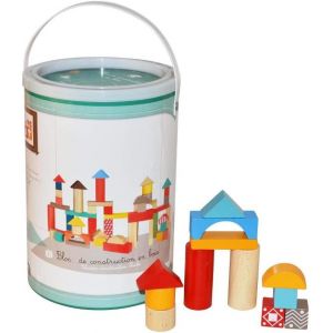 Baril De 100 Blocs De Construction En Bois,18 Mois To 4 Ansintemporel,&Eacute;ducatif Et Pratique-Coloris Multicolore - Neuf