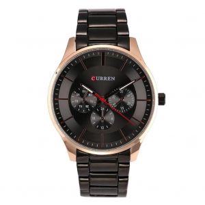 Curren Nouvelle Mode Hommes Quartz Mouvement Bracelet Acier Montre-Bracelet Montre (Bo&icirc;tier Caf&eacute; + Cadran Noir) - Neuf