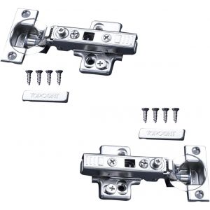 Lot de 2 charni&egrave;res droites &agrave; fermeture douce avec ressort - But&eacute;e d'angle - Fermeture douce - Angle d'ouverture de 110&deg; - Avec ressort hydraulique - Pour portes d'armoire, penderie - Neuf