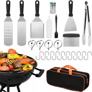 Ulteronixshop-28pcs Kit Accessoires pour Barbecue, Ensemble d'accessoires Professionnelle BBQ, Spatule De Cuisine en Acier Inoxydable pour l'Ext&eacute;rieur Cadeaux pour Hommes(Noire) - Neuf