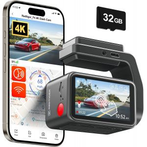 F4 4K Car Dashcam Front,2.2 inch Mini Car Dashcam,2160P UHD Touch Screen,Voice Control,Included 32GB Card,Night Vision,GPS,WiFi APP Control,Loop Recording,24H Parking Monitor - Neuf
