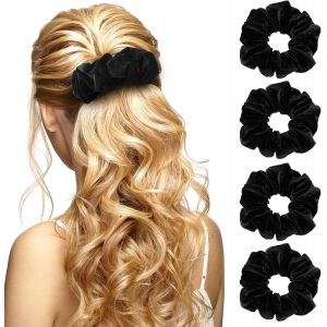 4 Pi&egrave;ces Chouchou Cheveux En Velours Noir Femme &Agrave; Un Usage Quotidien Mat&eacute;riau De &Eacute;lastique &Agrave; Cheveux Est Doux Et Ne Tirera Pas Vos Cheveux Lorsqu'il Est Port&eacute; Pendant Une Longue P&eacute;riode Fille - Neuf